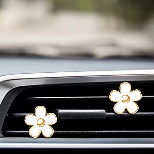 Frienda 6 Pcs Daisy Vent Clips for Car, 3/3.3 cm, White - Image 6