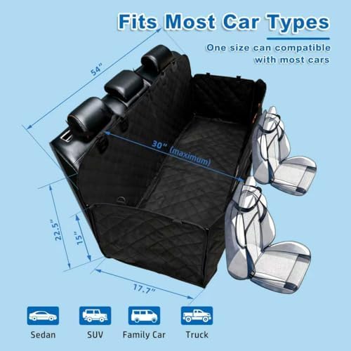 Dog Car Seat Cover,Waterproof 600D Oxford Hammock,Pet Protector | Heavy Duty Scratch Resistant Anti-Slip Cover with Side Flaps,Universal Back Seat Protector for Cars,Trucks SUVs - Image 5