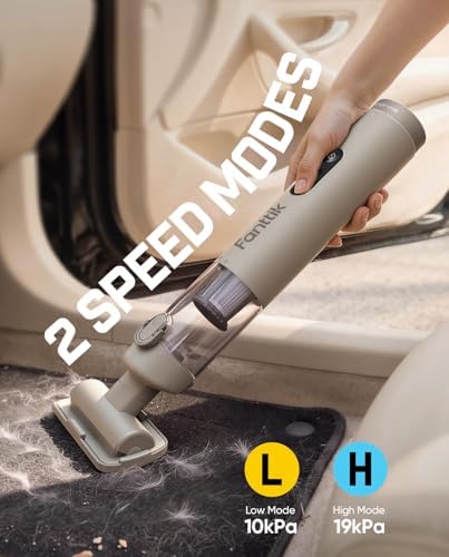Fanttik Slim V10 Ultra Cordless Car Vacuum, 4-in-1 Portable Mini Vacuum with 19kPa Suction, Freely Combinable Accessories, 2 Suction Modes, Handheld Vac for Car, Small Jobs, Keyboard, Office (Brown) - Image 6