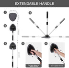 Qydipclin 7pcs Windshield Cleaner Tool Car Window Cleaning Wash Kit with 4 Reusable Microfiber Pads 1 Spray Bottle and Extendable Handle Auto Glass Wiper Kit, Blue&Gray - Image 4