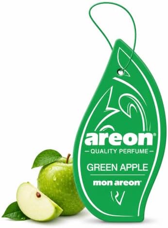 AREON MON MA08 Hanging Best Car Air Freshener Green Apple Scent, Paper Hanging Ornaments, Long Lasting Scent for Car or Home 12 Pack by AREON