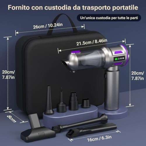 Yomile Mini Vacuum Cleaner, 2 in 1 27000PA Brushless Car Vacuum Air Duster 9000mAh Battery Air Blower Wireless Handheld Vacuum for Car,Office and Home - Image 7