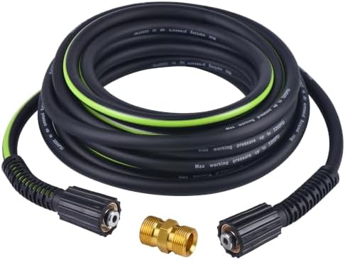 Pressure Washer Hose 1/4" × 25FT - 3200 PSI Heavy Duty Power Washer Hose Replacement with M22-14mm Aluminum Fittings, Flexible Kink-Resistant Hose for M22-14mm Compatible Pressure Washers by Unknown