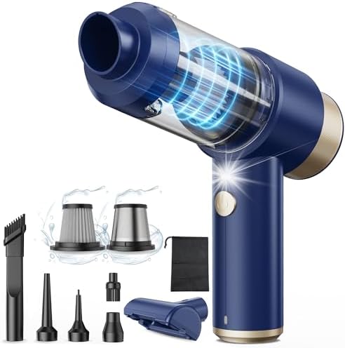 Car Vacuum Handheld Vacuum Cleaner, 15000PA Suction, Mini Vacuums with Air Duster and Blower, Portable Hand Held Vacuum for Car, House, Crumbs, Hair (Blue) by Unknown
