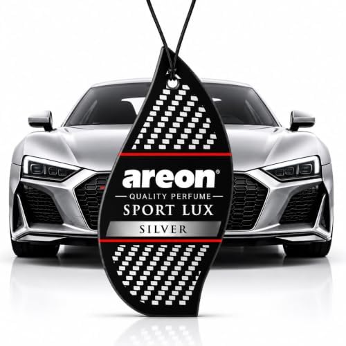 AREON Sport Lux SILVER - Hanging Cardboard Air Freshener for Car, Home & Office - Premium Cologne Perfume with Natural Fragrances - Long Lasting, Fresh, Luxurious Scent - Stylish Design - Pack of 3 by AREON