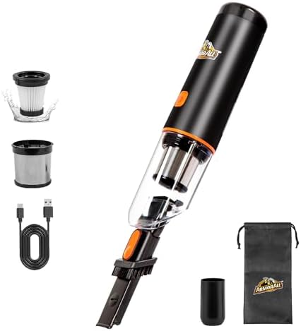 Armor All AA07V2 0901 Cordless Car Vacuum Handheld Mini Vacuum Cleaner for Car Interior Home, Orange by ArmorAll