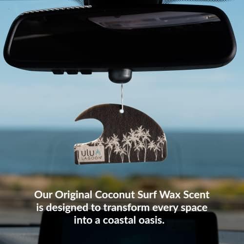 ulu Lagoon Hanging Car Air Freshener | Tropical Beach Coconut Surf Wax Scent Mini Wave | Long Lasting Car Freshener, Closet and Beyond | Made In USA | 3 Pack (White Palms) - Image 2
