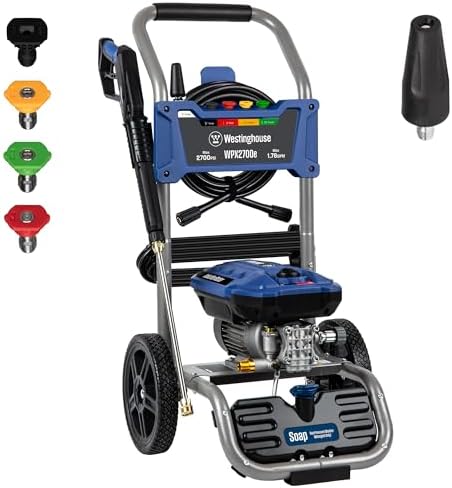 Westinghouse WPX2700e Electric Pressure Washer, 2700 Max PSI and 1.76 Max GPM, Induction Motor, Onboard Soap Tank, Spray Gun and Wand, 5 Nozzle Set, for Cars/Fences/Driveways/Homes/Patios/Furniture by Unknown