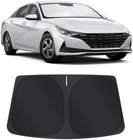 TINGLU Sun Shade for Hyundai Elantra 2021-2024 2025 2026 Accessories Windshield Sun Shade Window Shade UV Rays Protection Sun Visor Cover with Steering Wheel Sunshade Storage Bag by TINGLU