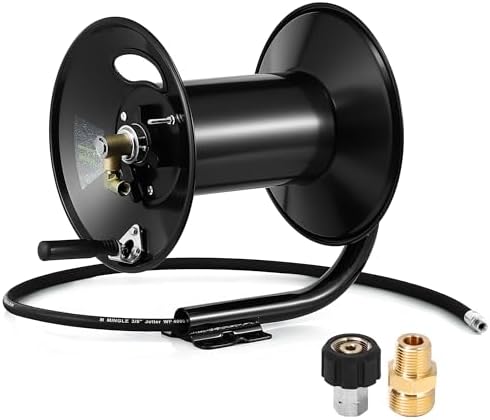 M MINGLE Pressure Washer Hose Reel 200ft x 3/8" / 350ft x 1/4", 4000 PSI by MMINGLE