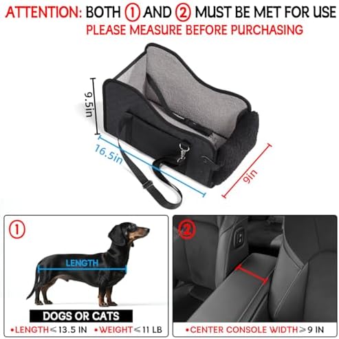 TKYZ Center Console Dog Car Seat for Small Dogs,for Car/SUV/Small Truck | Soft Pillow,Double fixation,PU Leather Easy To Clean,Pet Booster with Safety Belt,Puppy Car Seat for Small Dogs 0-11 lbs - Image 2