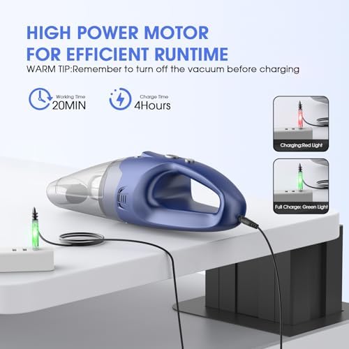 YOOHI Handheld Vacuum Cordless Rechargeable – 6000Pa Mini Hand Held Vacuum, LED Light, 20–25 Mins Runtime, USB Charging, 500ML Cup – Lightweight Small Vacuum Cleaner Cordless for Car/Office/Home - Image 6