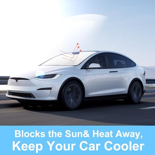 TINGLU Sun Shade for Tesla Model S (Fit Long Range/LR Model) 2012-2025 2026 Accessories Windshield Sun Shade Window Shade UV Rays Protection Sun Visor Cover with Steering Wheel Sunshade Storage Bag - Image 5