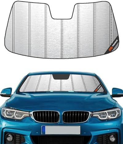 Pigenius Windshield Sun Shade for BMW 4 Series Coupe & M4 (F32/F82) 2014-2020, Fits 428i 430i 435i 440i M4, Metallic Silver Finish by Pigenius