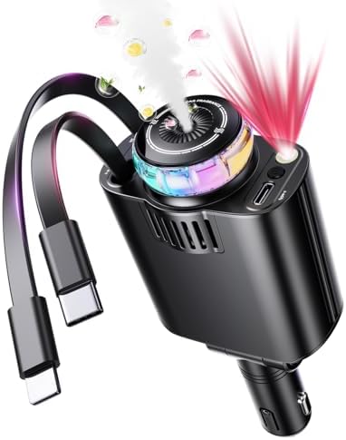 5 in 1 Retractable USB C Car Charger Fast Charge Aromatherapy Starry Sky by LUIENAO