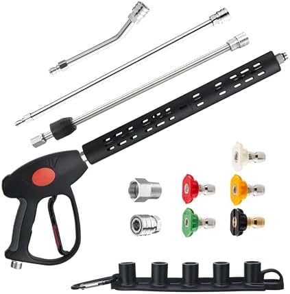 M MINGLE High Pressure Washer Gun with 2 Extension Wands & 30° Curved Rod by MMINGLE