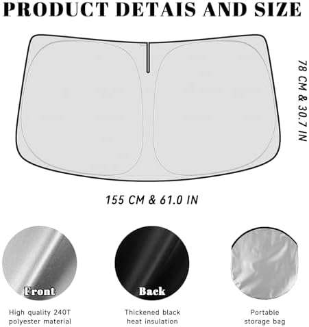 Car Windshield Sun Shade for Honda 2017-2025 2026 Ridgeline Accessories (OEM Design) Reflective Foldable Heat Insulation Sunshade for Ultimate Protection - Image 5