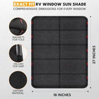 EcoNour RV Magnetic Window Shade for Side Door,Foldable UV Protection Cover | Blackout Winnebago Itasca Sunova Class A RV Entry Doors | 4 Hook & Loop Waterproof Oxford Fabric | Large (27" ×18") - Image 2