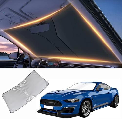 Windshield Sun Shade for Ford Mustang 2015-2024 2025 2026 Front Window Sunshades Cover for Mustang Windshield Sun Visor Protector Car Accessories by LZYYQX