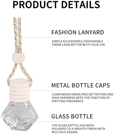 5 Pack 8 ml Empty Hanging Car Diffuser Bottles, Rhombic - Image 5