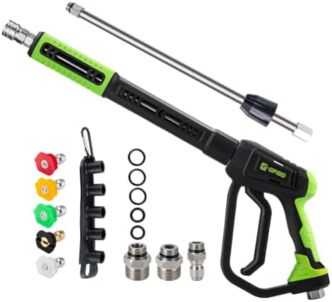 Swivel Pressure Washer Gun with Extension Wand 3/8” Quick Connect M22 Fittings, 5000PSI by Unknown