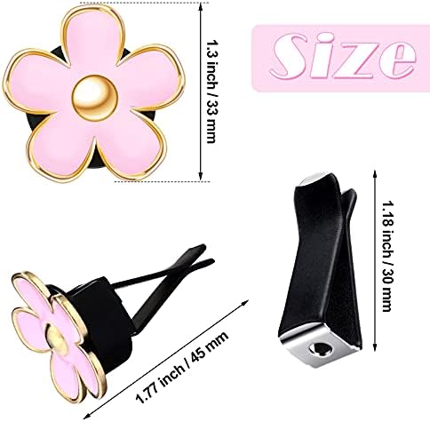 Frienda 6 Pcs Daisy Vent Clips for Car, 3/3.3 cm, Red, Pink, White - Image 2