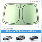Foldable Windshield Sunshade | Graphene Heat Shield with Reflective Polyester Fabric | UV Protection Car Sun Shade with Memory Steel Frame | Keeps Interior Cool & Protects Dashboard | M (56 x 28 in) - Image 2