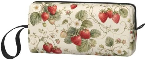 Strawberry Small Makeup Bag, 600D Oxford Cosmetic Pouch for Women | Strawberry Cosmetic Bag, Double-Sided Printed Toiletry Pouch with Foam Padding for Women, Travel, Gym, Weekend and Daily - Image 2