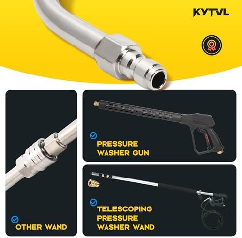 Pressure Washer Extension Wand with Gutter Cleaner Attachment, 30° 90° 120° Curved Rods, 1/4" Quick Connect Power Washer Lance, 4000 PSI - Image 6