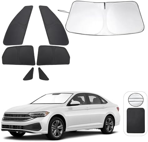 TINGLU Window Shades for Volkswagen VW Jetta 2019-2025 2026 Accessories Car Side Full Windows Triangular Windshield Sun Shade Sun UV Rays Privacy Protection 7PCS by TINGLU