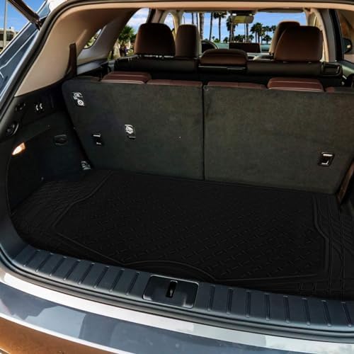 ZONETECH All Weather Rubber Semi Pattern Cargo Liner Trunk Floor Mat – Premium Quality Black Heavy Duty Cargo Trunk Floor Mat (2 Pack) - Image 6