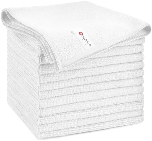 Orighty Microfiber Cleaning Cloth, Cleaning Rags, 12 Pack, 12x11 in, White by AllRightinOrighty