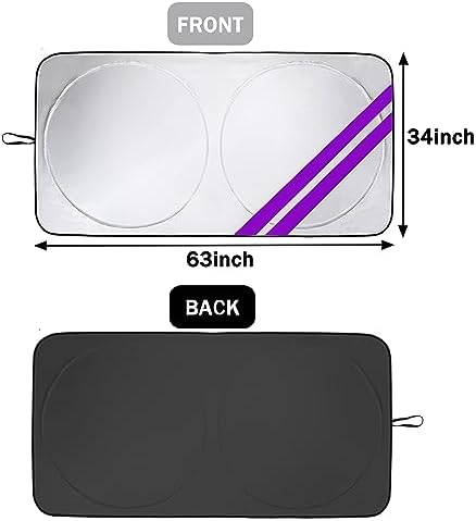 Front Windshield Sun Shade Fit for Dodge Charger Challenger Durango Journey Universal Fit to All Dodge Cars Foldable Sun Visor Protector Custom Fit Dodge Window Sunhade (Purple Trim) - Image 6