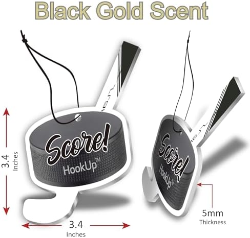Hockey Car Air Freshener by HookUp - 2 Pack - Black Gold Scent (Extra Strong) | Unique Hockey Gift for Players, Coach, Fans | Hanging Car Accessory with Long Lasting Fresheners Smell - Image 2