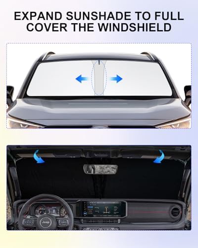 Foldable Front Sun Shade for Jeep Wrangler 2018-2026/Gladiator 2020-2026 - Image 6
