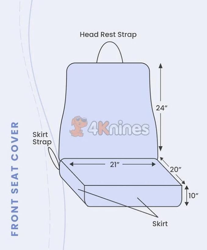 4Knines Heavy Duty Front Bucket Seat Cover for Dogs, Waterproof, Grey | Heavy-duty with K9-Shield waterproof protection. Fits captain & bucket seats. Nonslip. Easy install & clean. - Image 3