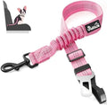 SlowTon Dog Car Seat Belt, 3 in 1 Latch Bar Attachment Dog Safety Seatbelt | Hook Latch Bar& Seatbelt Buckle, Reflective, Heavy Duty Nylon, Durability, Easy of Use, for Travel Riding, Pink, 27.5" by SlowTon