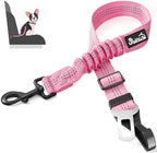 SlowTon Dog Car Seat Belt, 3 in 1 Latch Bar Attachment Dog Safety Seatbelt | Hook Latch Bar& Seatbelt Buckle, Reflective, Heavy Duty Nylon, Durability, Easy of Use, for Travel Riding, Pink, 27.5" by SlowTon
