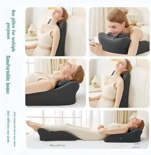 Couples Pillow, 27° Lift Ergonomic Memory Foam Cushion for Intimacy, Lumbar Neck Support Pillow for Home Bedroom (Black) - Image 4