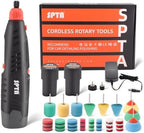 Cordless Rotary Tool, SPTA Powerful Mini Detail Polisher Kit, 36Pcs 12V Li-ion Battery 5,000-25,000 RPM Micro Auto Detailing Car Polisher Polishing Foam Pad Set for Buffing Polishing Sanding Cleaning by SPTA