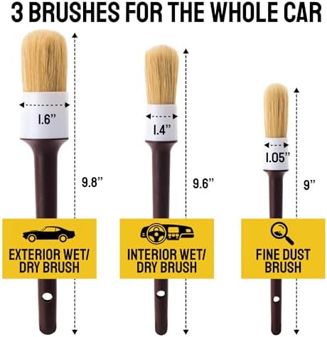Car Detailing Brush Set 3-pc, Car Detailing Kit Interior by Detail Dudes - Image 3