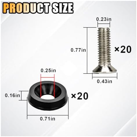 smilfuy 20PCS Aluminum Bumper Fender Washer Stainless Steel Bolts, Black - Image 2
