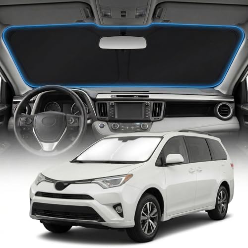 for Toyota Sienna Sun Shade Windshield Cover - Custom Fit Sienna Accessories 2011-2020 Sunshade Foldable UV Protection & Heat Shield Sun Visor Accessories by Unknown