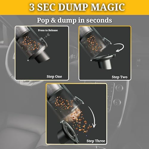 Car Vacuum Portable Cordless 20000Pa Powerful Handheld, Mini, Hoover Cleaner, 3 Speed Suction, Easy Empty, Rechargeable 7800mAh, Blower Inflator Deflator, Car Cleaning Kit - Image 5