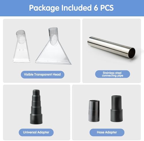 Universal Clear Vacuum Extraction Accessory with 1-1/4“,1-7/8” and 2-1/2” Adapter,Compatible with All Shop Vac Extractor,Wet Dry Vacuum Cleaner Attachments for Upholstery,Carpet Cleaning,Car Detailing - Image 7