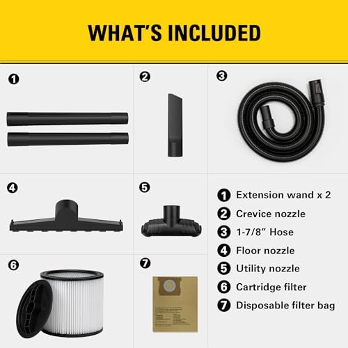 STANLEY 12 Gallon 5.5 Peak HP Wet/Dry Vacuum, 3 in 1 Shop Vacuum Blower,1-7/8"x6 Hose, Range for Garage, Carpet Clean, Workshop with Vacuum Attachments-SL18199P - Image 5