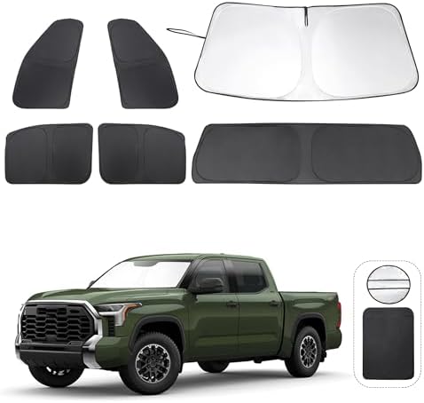 TINGLU Window Shades for Toyota Tundra 2022-2025 2026 Accessories Car Side Full Windows Rear Windshield Sun Shade Sun UV Rays & Privacy Protection for Camping,Napping&Relaxing 6PCS by TINGLU