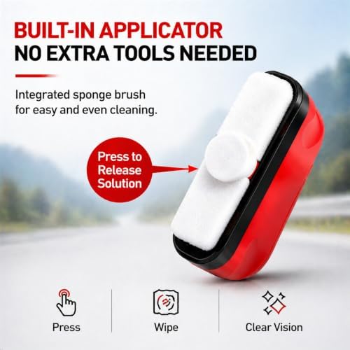 Oil Film Cleaning Brush for Windshield, Clear Vision Glass Cleaner(Red) - Image 2