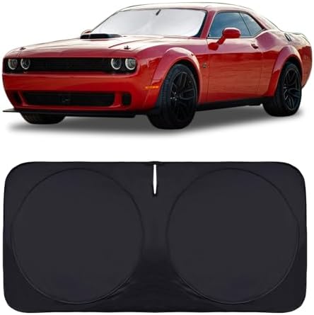 Windshield Sun Shade for 2015-2024 2025 Dodge Challenger Accessories Front Window Sunshade with 210T Sun Visor Protector Blocks UV Rays Heat Sun Shield Keep Car Cooler by INSAUTO