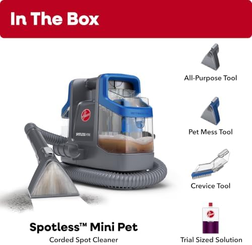 Hoover Spotless Mini Pet Portable Spot Cleaner FH12351, Carpet and Upholstery Cleaner for Stairs, Furniture, Pet Messes and Cars, Compact Design, Easy Fill Tank, Self-Cleaning Hose, Lightweight - Image 3